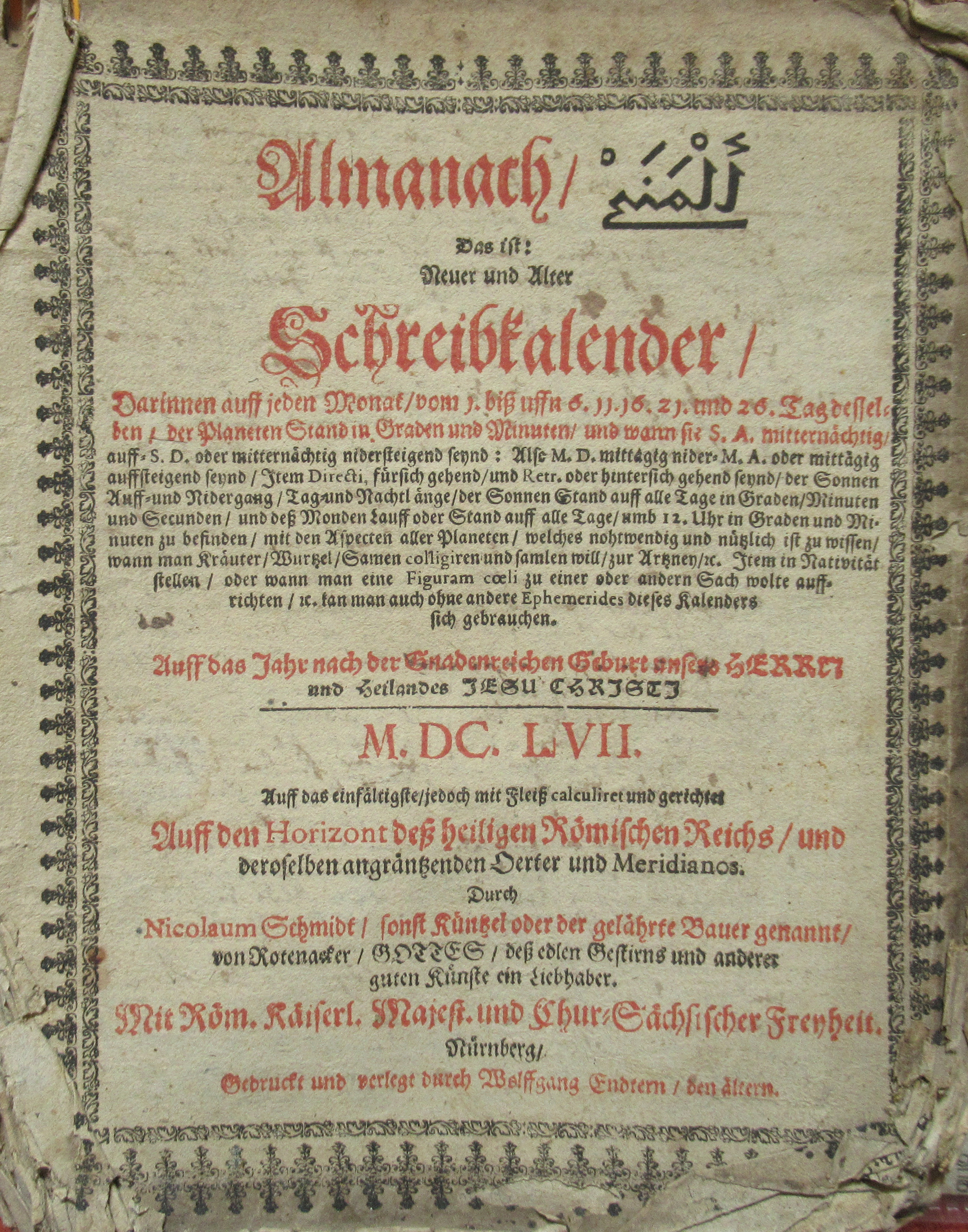 Deckblatt eines Schreibkalenders (Foto: Klaus-Dieter Herbst; CC BY-NC-SA 4.0)